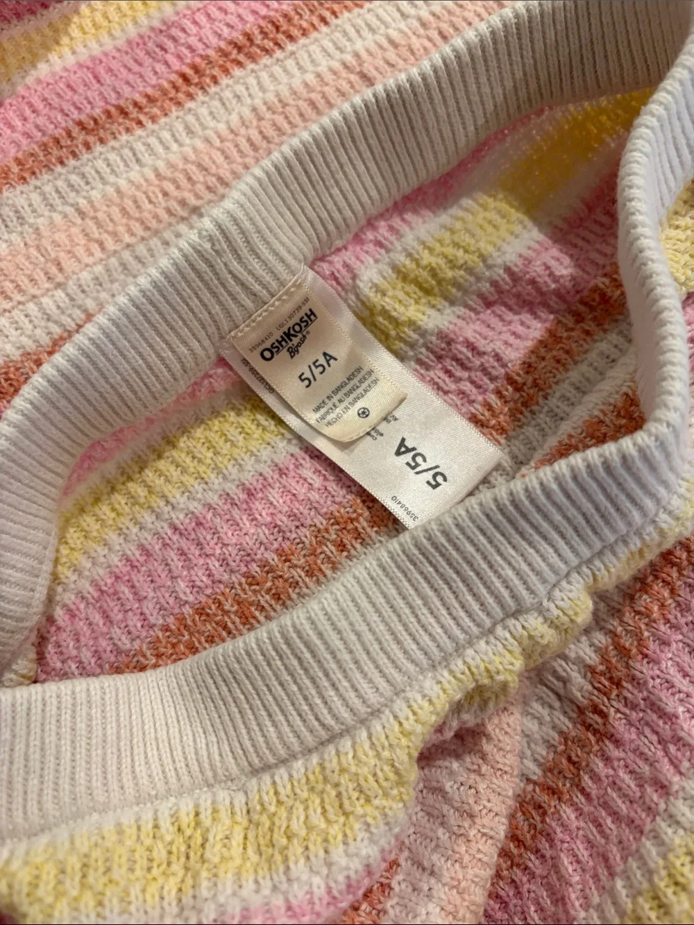 OshKosh B'gosh Pastel Striped Knit Shorts Set - Pink, Yellow, Cream